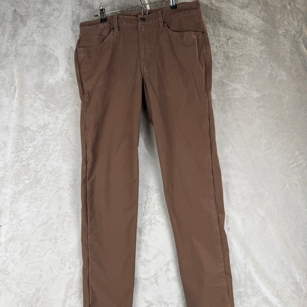 Lululemon Mens ABC Pant Slim Canvas Brown 33x31 5-Pocket Trousers